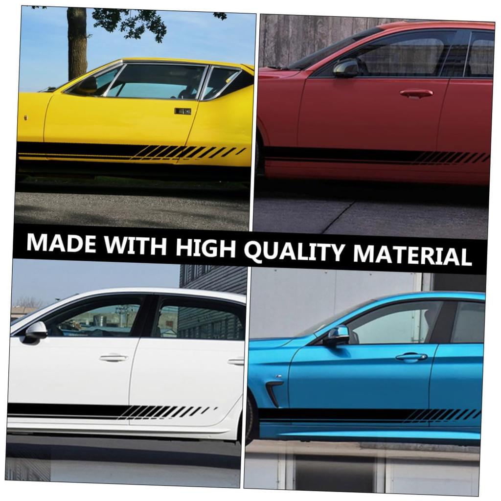 Наклейка на бок автомобиля POPETPOP, 190x9см, Универсальная спортивная гоночная полоса, Черная, Легкая и компактная, для украшения автомобиля