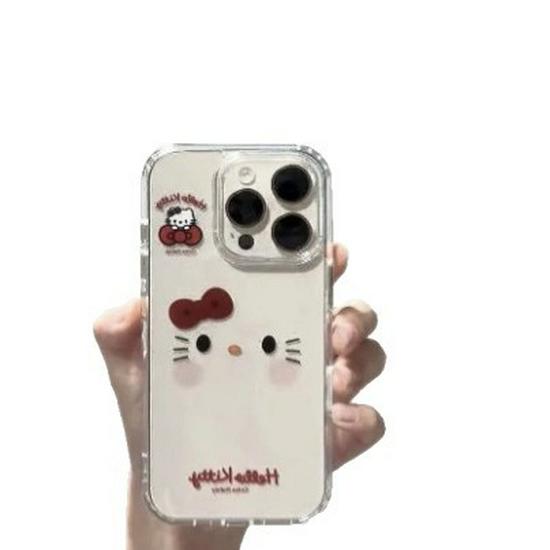 Прозрачный чехол Space Shell с большим лицом Китти для Apple 17 Pro Max/16, 15 Plus, Милый и простой для новых моделей 14