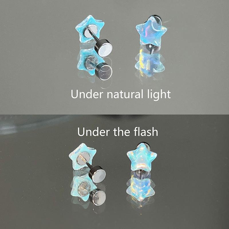 Shiny Resin Pentagram Star Piercings Lip Rings Stainless Steel Ear Bone Nail Earrings For Women Cute Sweet Piercing Body Jewelry