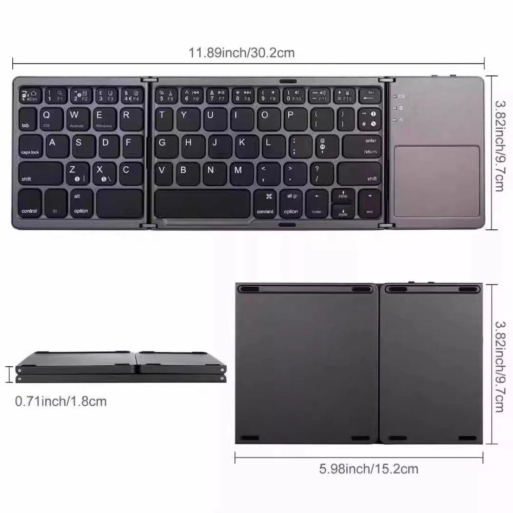 3-Folding Design Bluetooth Keyboard for Windows, Android, iOS systems Mobile Work