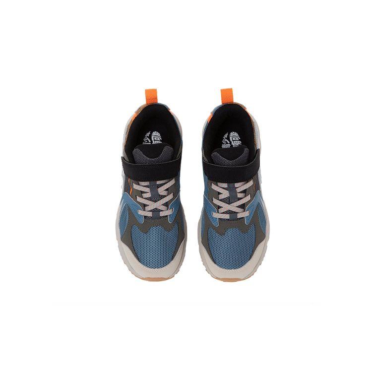 Li Ning Youth Comfortable Non-Slip Shock Absorbing Wear-Resistant Breathable Lightweight Casual Sports Shoes Kids Sneakers Blue Gray YKFR054-5