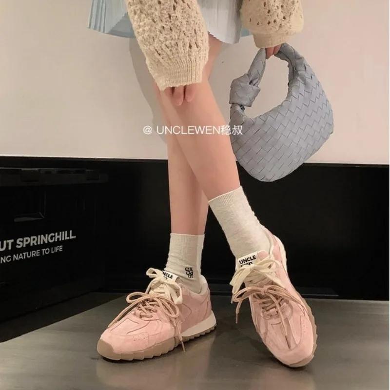 Fashion Women's Shoes 2024 Lace-up Women's Vulcanize Shoes Fashion Round Head Ladies Casual Shoes New Color Matching Classic Sneakers