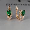 2022 New Geometric Teardrop Cut Green Stone Earrings Temperament Long Drop Trendy Female Earrings