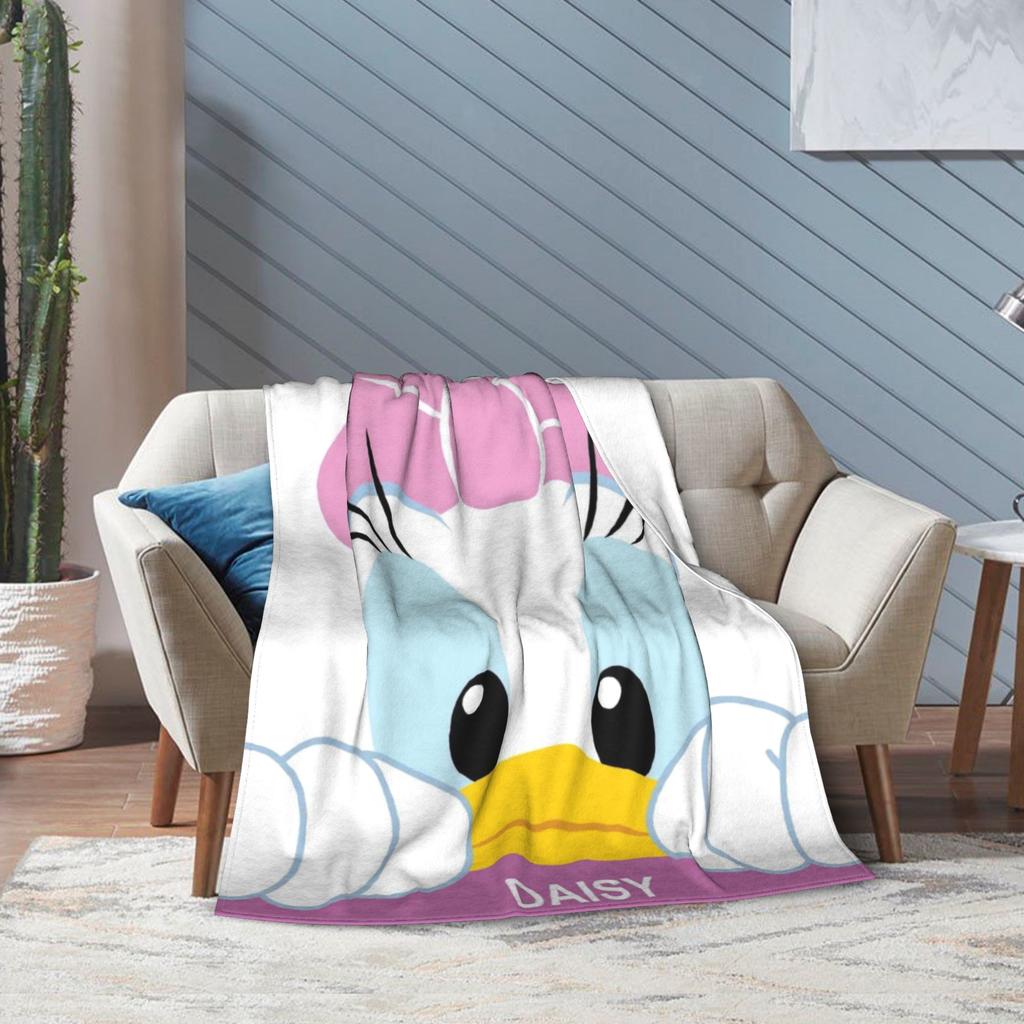Funny Cute Daisy Duck Blanket Multiple Sizes Warm Cozy Fluffy Throw Blankets for Sofa Couch and Bed