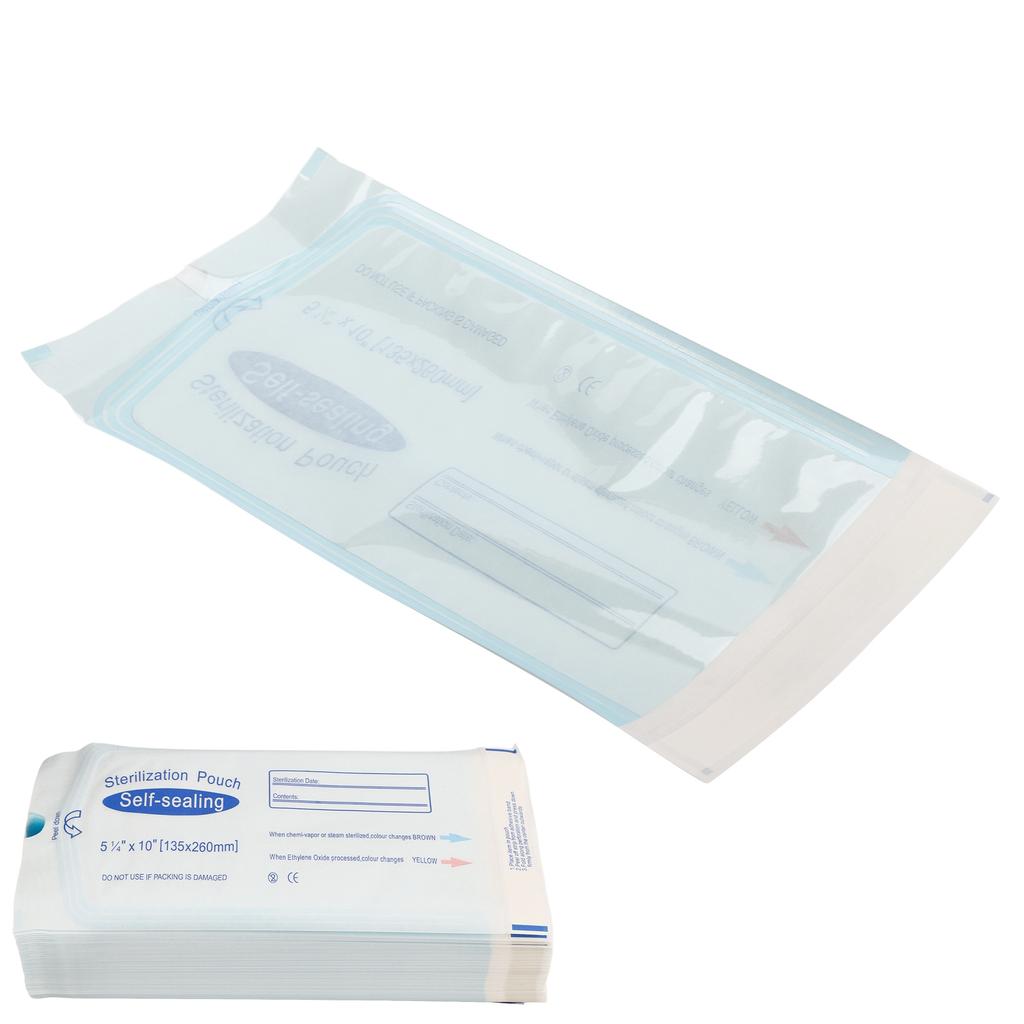 200 шт. Стоматологический самозапечатывающийся стерилизационный пакет Тройная термосварка Предотвращает разрывы Автоклавные пакеты для салонов красоты, ногтевых