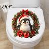 Self-adhesive Christmas Bathroom Decor Penguin Toilet Stickers, Self-Adhesive Lid Decals, Waterproof Xmas Renovation for Tank Tile Home Holiday