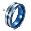 Tungsten Steel Simple Wide Band 6 8mm Grooved Brushed Unisex Two Tone Stainless Steel Ring