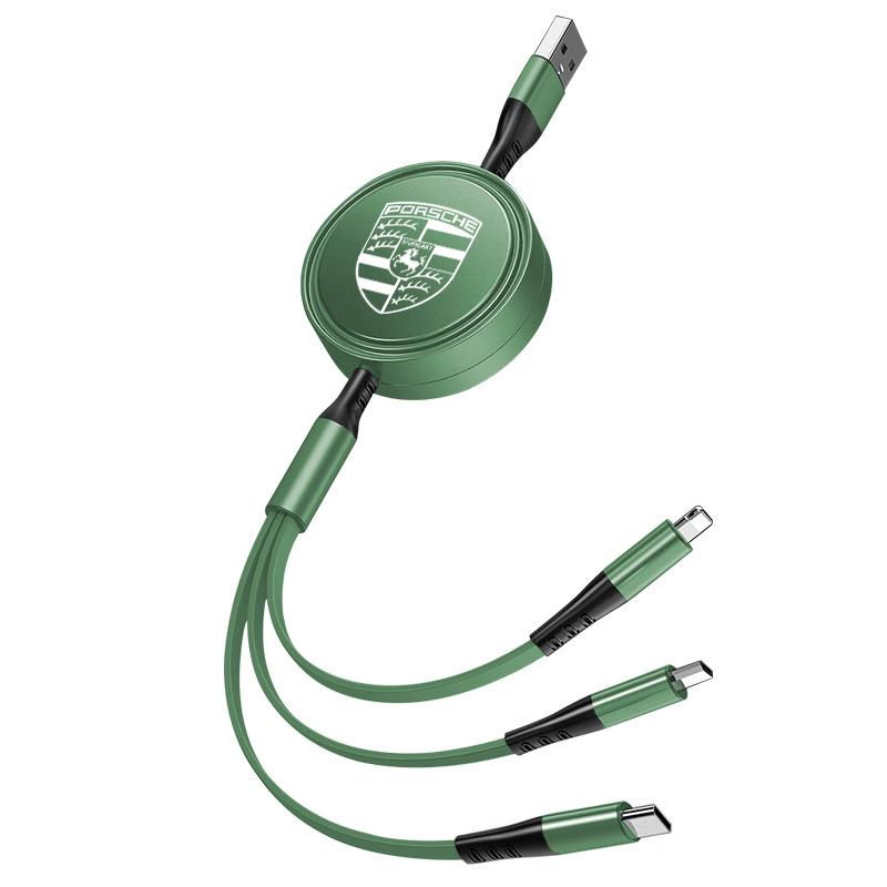 100 Вт USB на Type-C Micro Lightning 3-в-1 Быстрое зарядное устройство Зарядный кабель Для Porsche Cayenne Panamera Macan 911