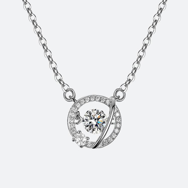 Accessories Beating Heart Necklace Women, Round Pendant Korean Edition Fashion Personalized Collarbone Chain Women