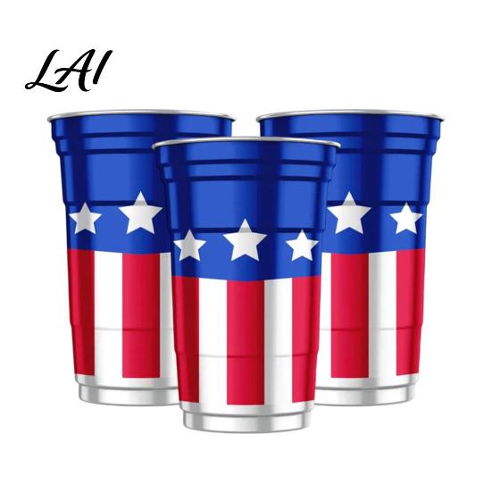 Food-grade Aluminum Cup USA 250th Anniversary Cup Reusable Patriotic Beer Mug Red