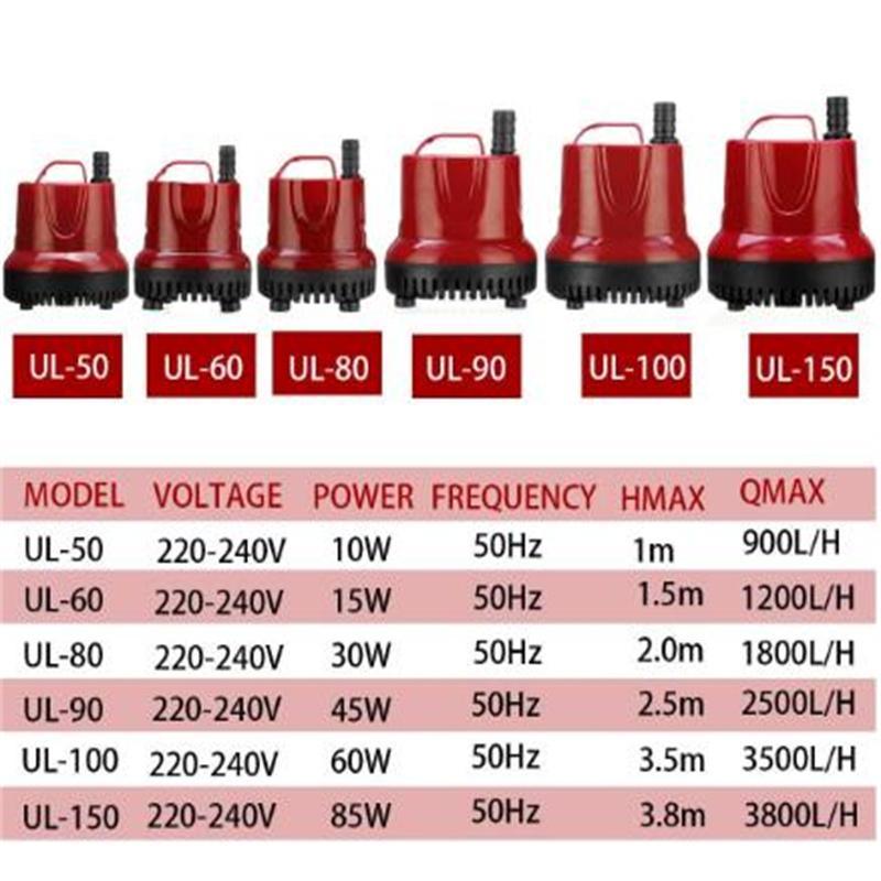 10 Вт/15 Вт/30 Вт/45 Вт/60 Вт/80 Вт 50 Гц водяной насос погружной ультра-тихий насос для аквариума, аквариума, пруда, носик