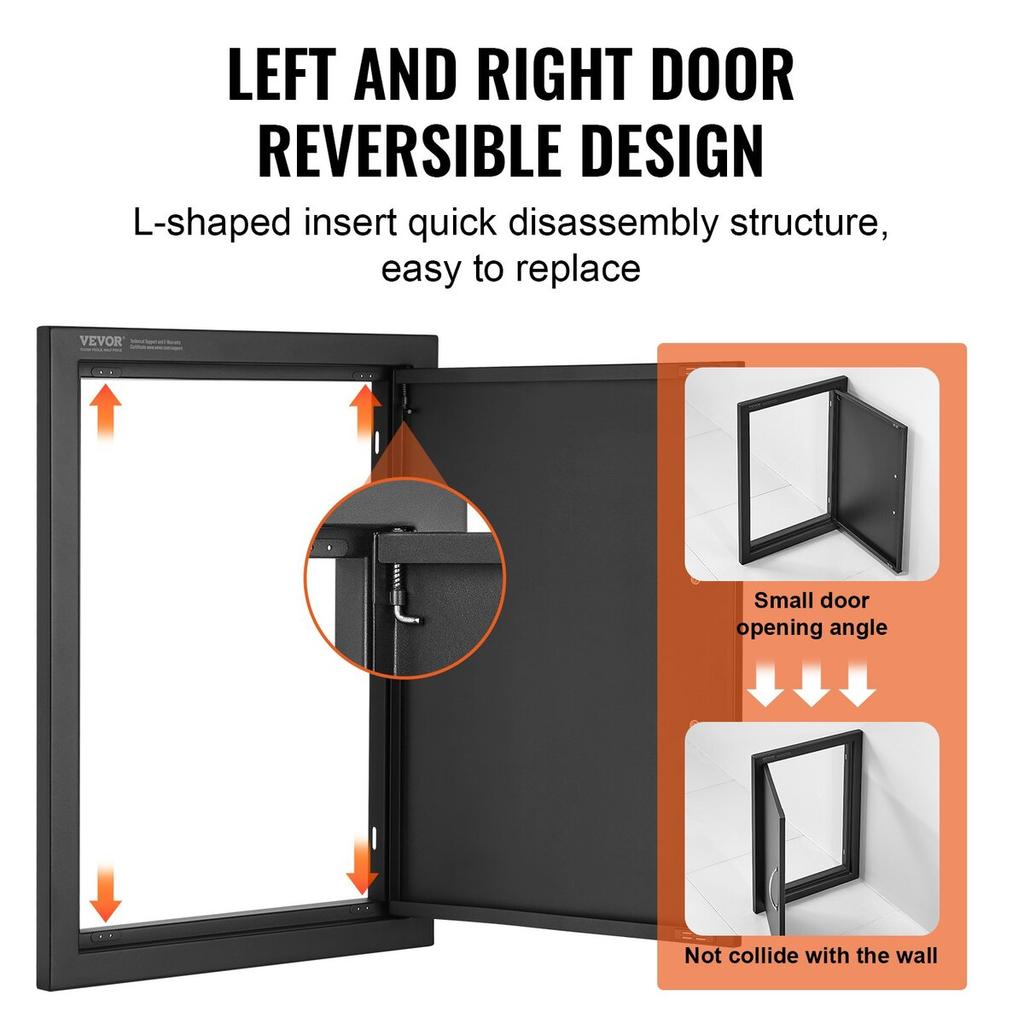 BBQ Access Door, 415x570 mm Single Outdoor Kitchen Door, Cold Plate Flush Mount Door, Wall Vertical Door with Handle, for BBQ Island, Grilling