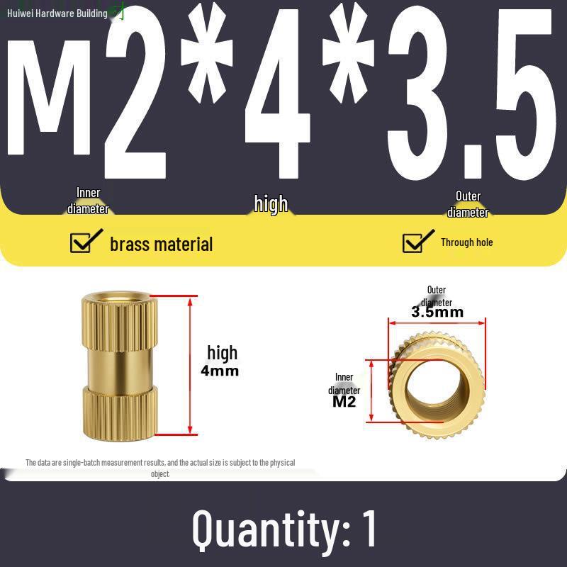 Two-Way Injection Molding Copper Knurled Nut Insert (M2-M8)