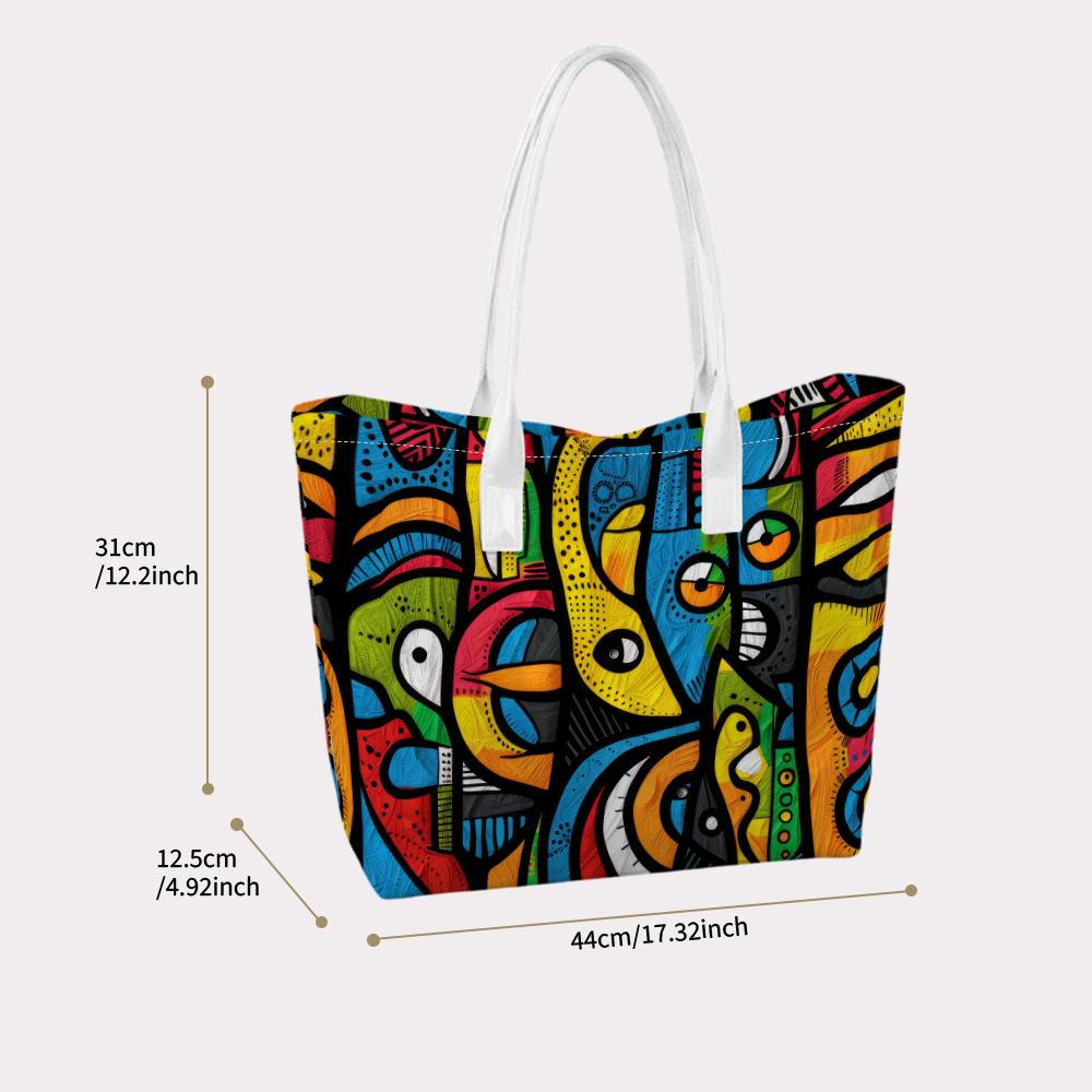 Colorful Graffiti Print Tote Bag Trendy Large Capacity Casual Daily Shoulder Bag for Women
