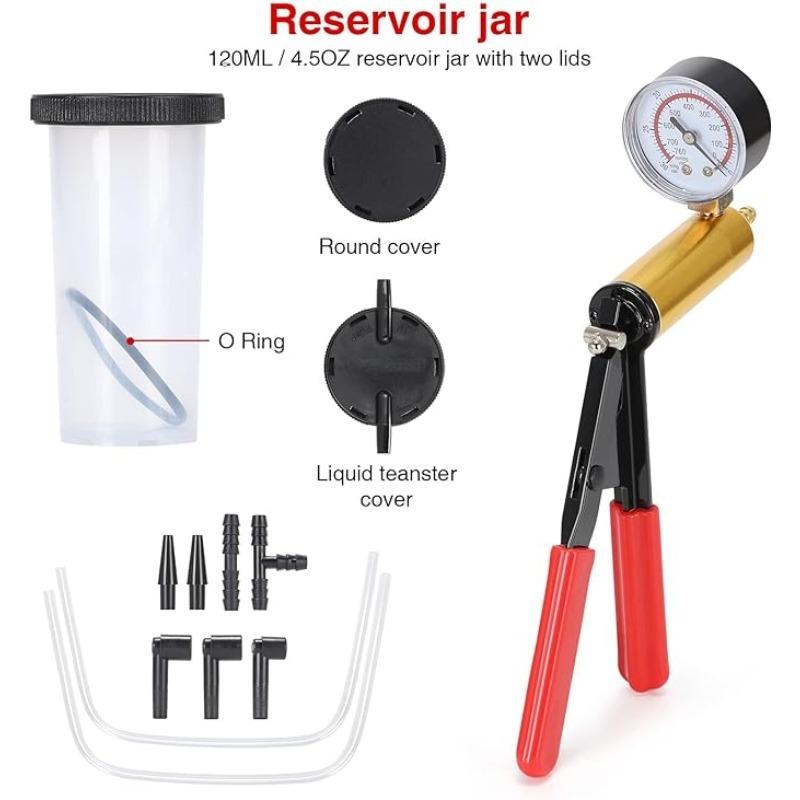 Многофункциональный тестер автомобильного вакуумного насоса, инструмент для слива жидкости ручного тормоза, 0 ~ 30 дюймов рт. ст. 0 ~ 760 мм рт. ст. (кПа)Можно легко опорожнить автомобильный тормоз, универсально.