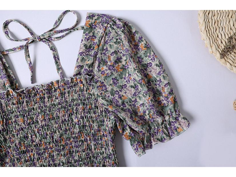 Summer Floral French-Design Dress - High-End, Short-Sleeved, Medium-Length for Women