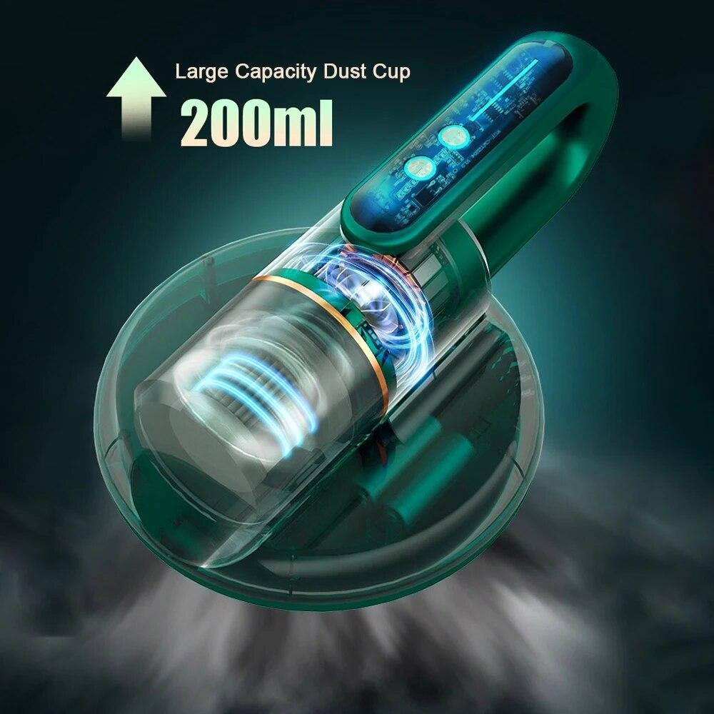 Новый портативный беспроводной пылесос 5000PA Мощный пылесос для матрасов с HEPA-фильтрацией Пылесос для удаления УФ-клещей