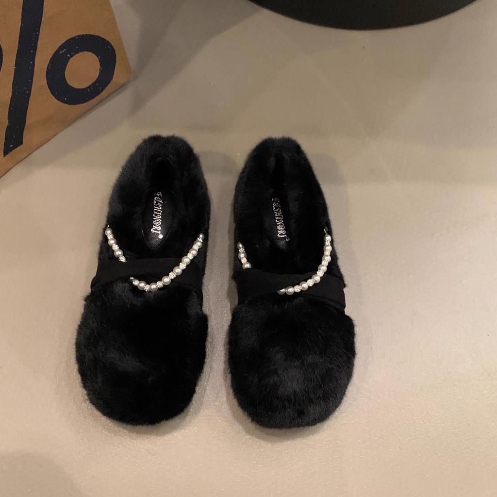 Дизайнерские женские теплые меховые туфли на весну и осень, модные легкие гладкие женские туфли на плоской подошве с круглым носком, зимние, с флисом, теплые