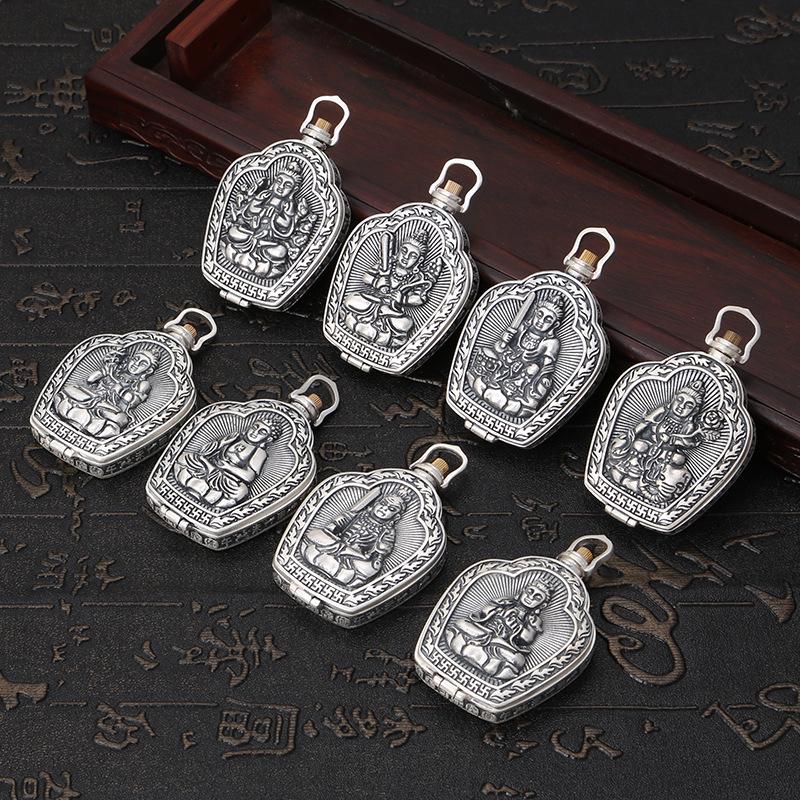 S925 Sterling Silver Zodiac Buddha & Guardian Deities Openable Pendant