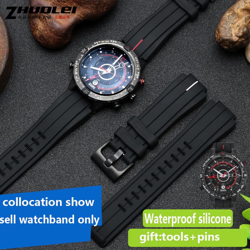 Большой резиновый ремешок для часов для timex WATCHT2N720 T2N721 TW2T76300, черный водонепроницаемый силиконовый спортивный ремешок 24*16 мм