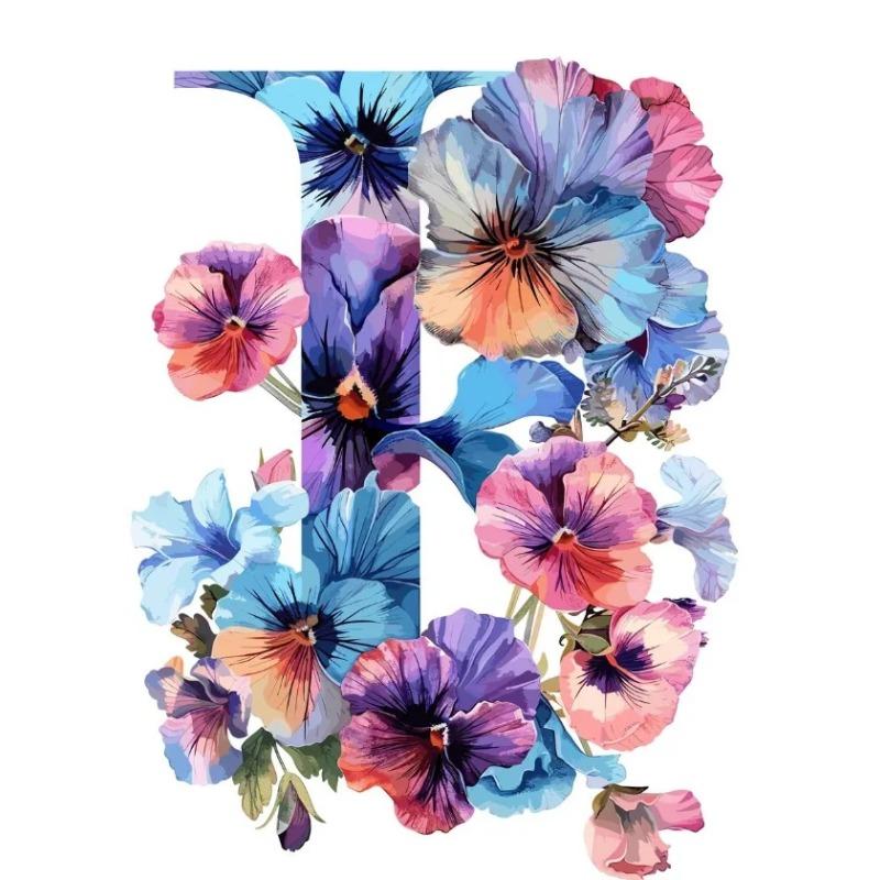 Flower Alphabet Wall Art Wreath Letters Canvas Painting Fashion Modern Aesthetic Poster Wall Pictures Home Decor For Living Room