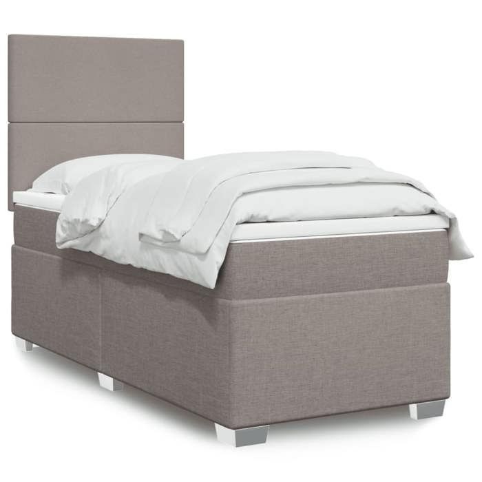 Cadre de lit avec matelas - Maison Exclusive - 90x200 cm - Tissu taupe - Lumières LED réglables