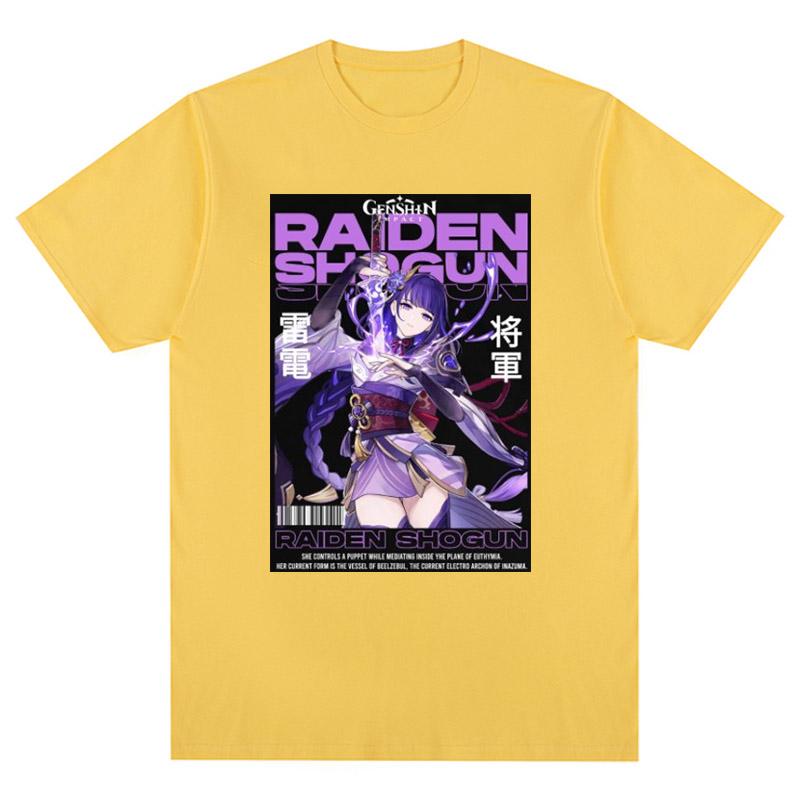 Genshin Impact-Raiden Shogun футболка аниме Unsiex спортивные топы с короткими рукавами повседневная свободная футболка с рисунком
