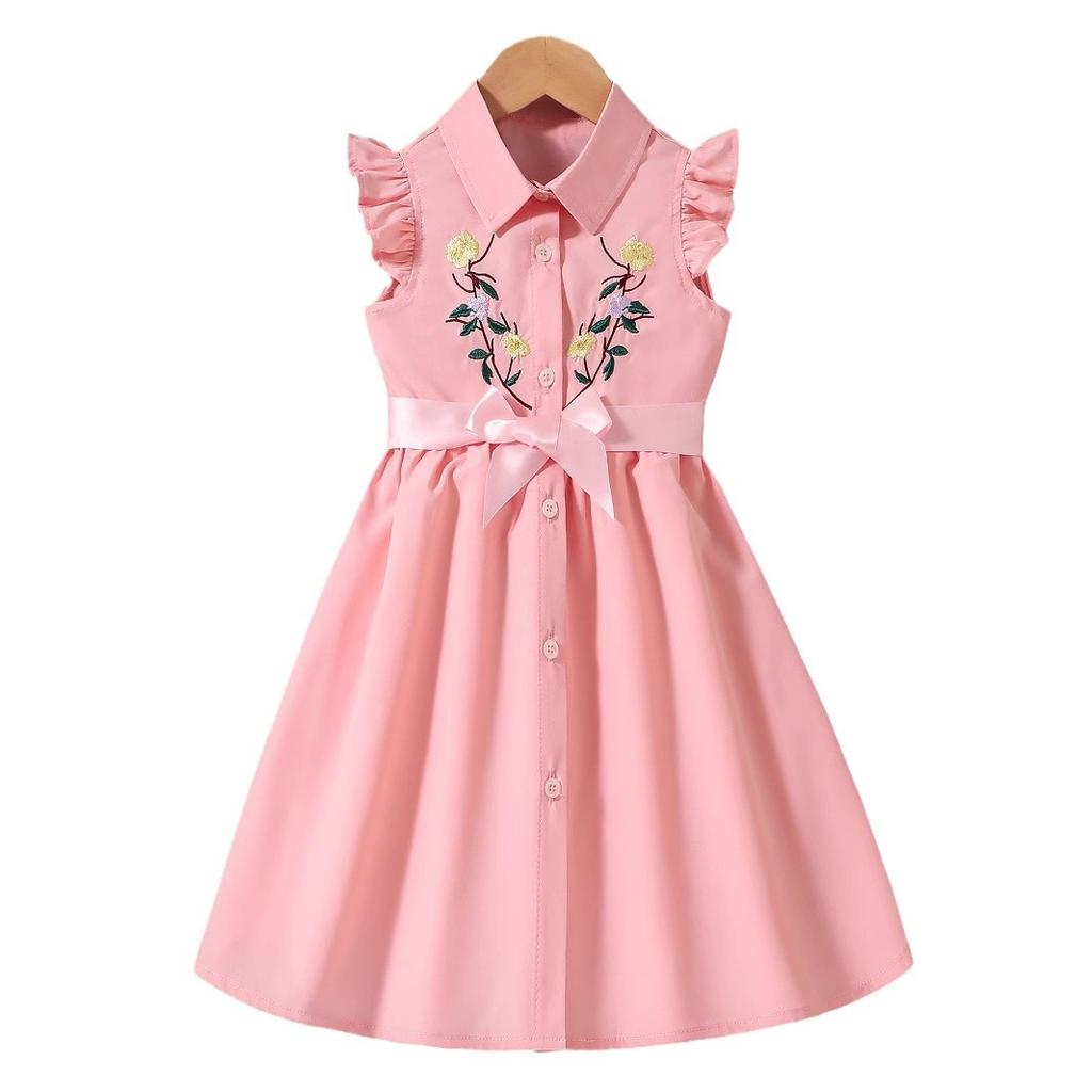 Платье для девочек, летнее платье, детское милое платье с цветочным принтом, модное платье принцессы