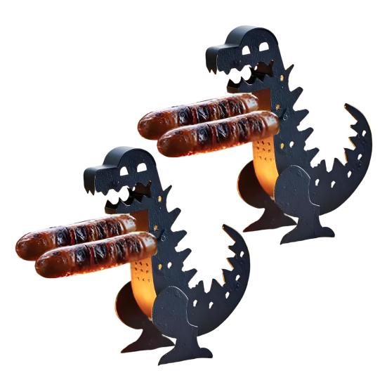 Забавные держатели для хот-догов в виде динозавров для гриля, подставка для барбекю, металлическая решетка для шашлыка для пикников на открытом воздухе, семейных посиделок