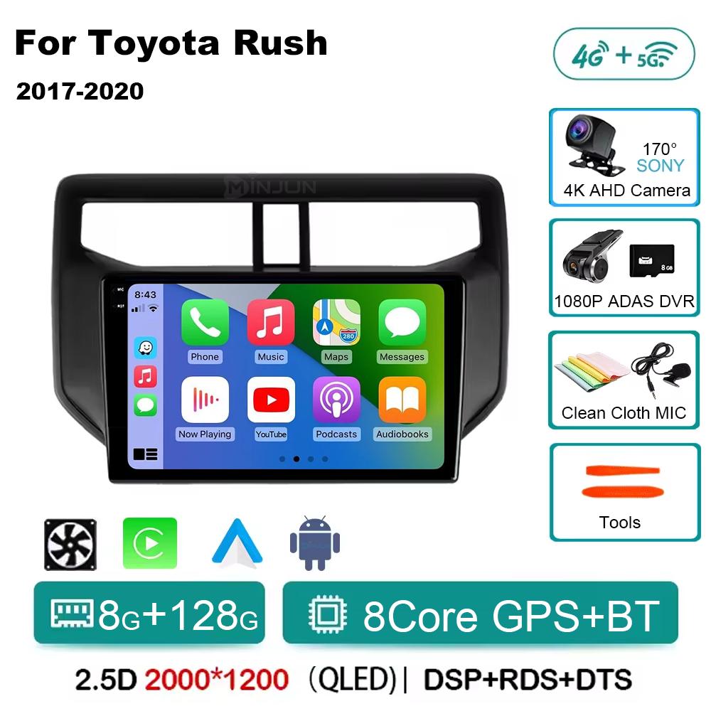 Android14 автомобильное радио для Toyota Rush Daihatsu Terios 2017 2018 2019 2020 Carplay Auto Player GPS стерео WIFI+4G 360 камера BT DSP