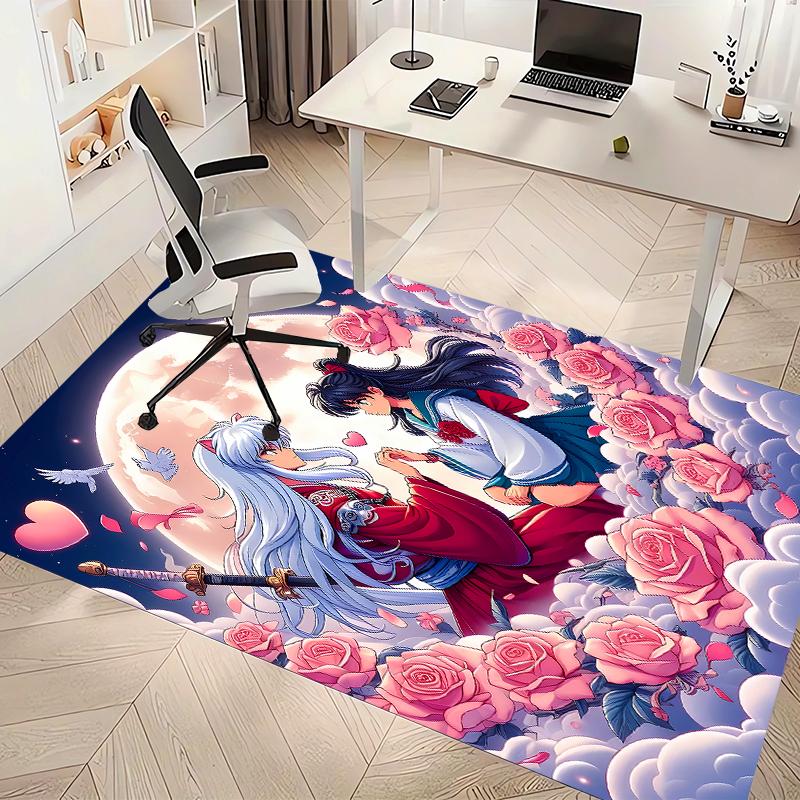 Inuyasha & Kagome Printed Absorbent Washable Carpet, Non-Slip Bathroom Mats, Kitchen Rugs, Yoga Mat,Living Room Entrance, Camping Picnic Rugs