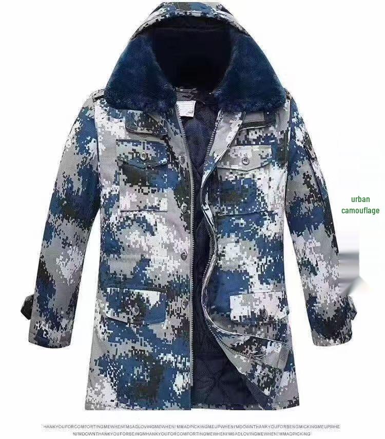 Men's Waterproof Camouflage Cotton Jacket, Anti-Cold, Detachable, Mid-Length, Long Sleeve