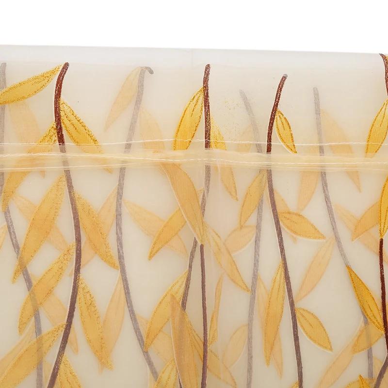 1 шт. Элегантные современные тюлевые шторы для гостиной, спальни, кухни, зеленые прозрачные шторы с листьями для окон, тюлевые шторы, занавески