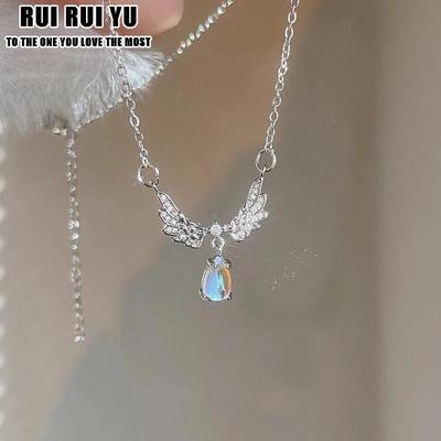 RUI RUI YU Kpop Фея Циркон Крылья Сердце Кристалл Кулон Ожерелье для Женщин Сердце Ключицы Цепи Колье Мода Y2K Egirl Эмо Ювелирные Изделия Подарки