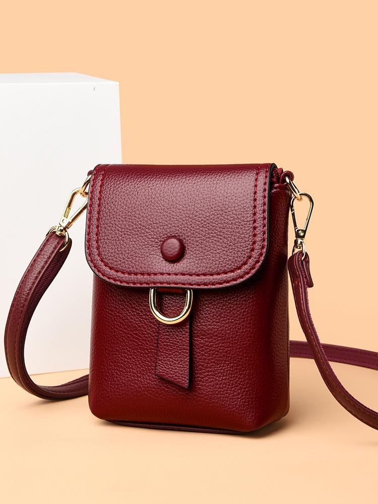 Lightweight Messenger Mobile Phone Bag For Shopping, Lychee Pattern Simple Female Small Retro Mini Change Single Shoulder