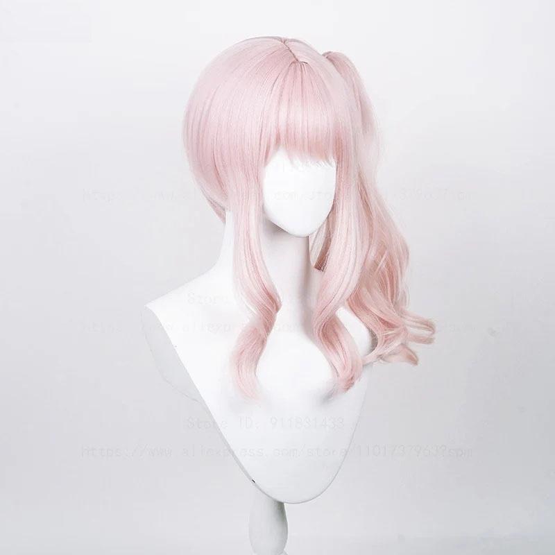 High Quality Akiyama Mizuki Cosplay Wig Light Pink Curly Clip Ponytail Heat Resistant Synthetic Hair Amia Wigs