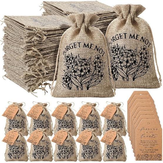 Tanlade 50 Наборов Подарков на Поминки Навсегда в Наших Сердцах Органайзер для Пакетиков с Семенами Подарочный Мешочек из Мешковины с Молитвенными Метками и Шпагатом для Празднования