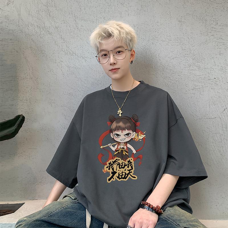 Unisexs Tshirts Oversized Casual Summer Wear 5XL White Cotton Tshirt for Unisex Anime Nezha Unisexs Tee Shirts New Clothes Big Size
