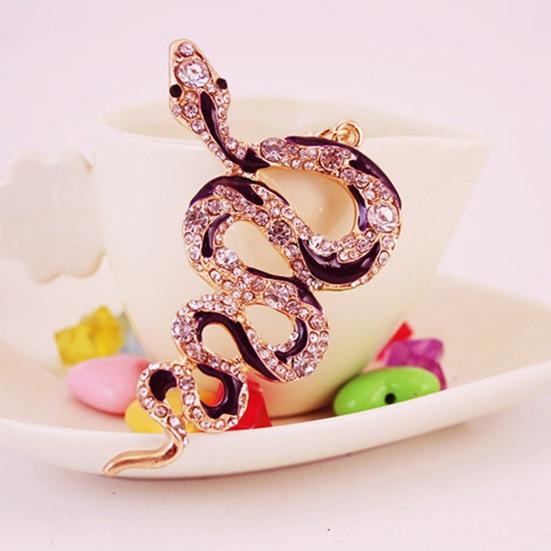 Keychain Shiny Rhinestones Snake Shape Key Ring Decorative Car Key Holder Bag Handbag Charm