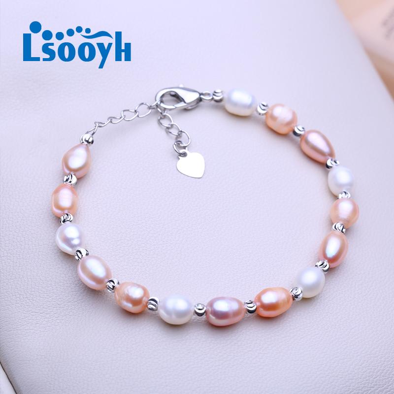 LSOOYH Natural Freshwater Pearl Bracelet For Women Elegant Valentine's Day and Birthday Day gifts,Fashion All-Season Accessory