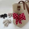 Padded Fabric Bag Pendant Polyester Backpack Handbag Decor Cute Polka Dot Bow Keychain  Gift