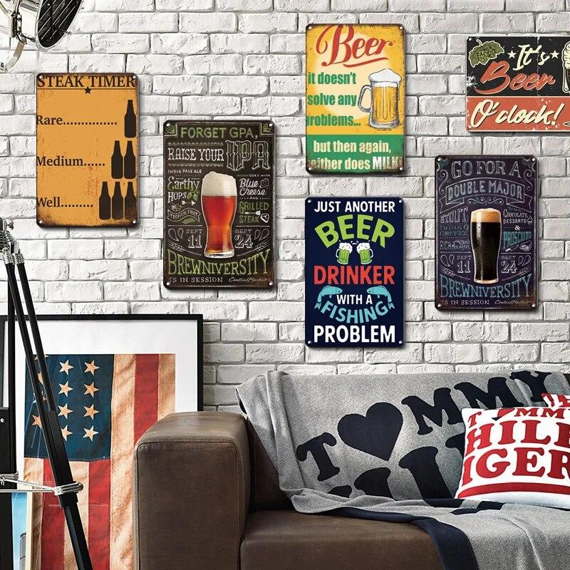 Tin Sign Beer Slod Here Vintage Metal Plaque Retro Metal Plate Funny Drink Vintage Iron Poster for Pub Club Man Cave Bar Decor