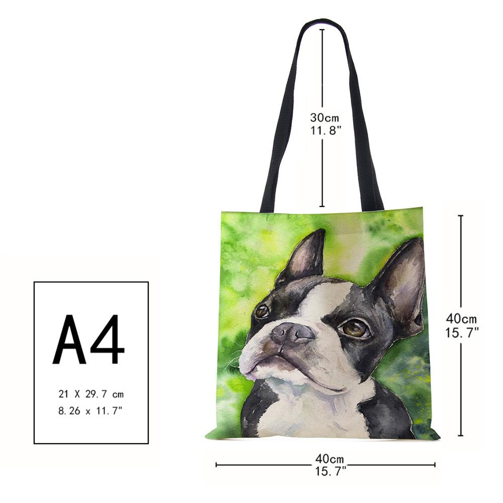 Эксклюзивные сумки-шопперы с принтом масляной живописи собаки, для продуктов, с принтом папильона, мопса, ретривера, женская сумка через плечо, большая вместимость KTY