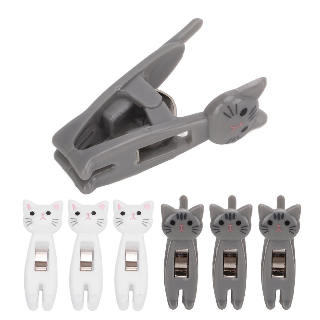 6 шт. зажимов для кошачьих закусок, противоскользящие полоски, ручка, металлическая пружина, прочный захват, зажим для еды, сумки, закуски, для одежды