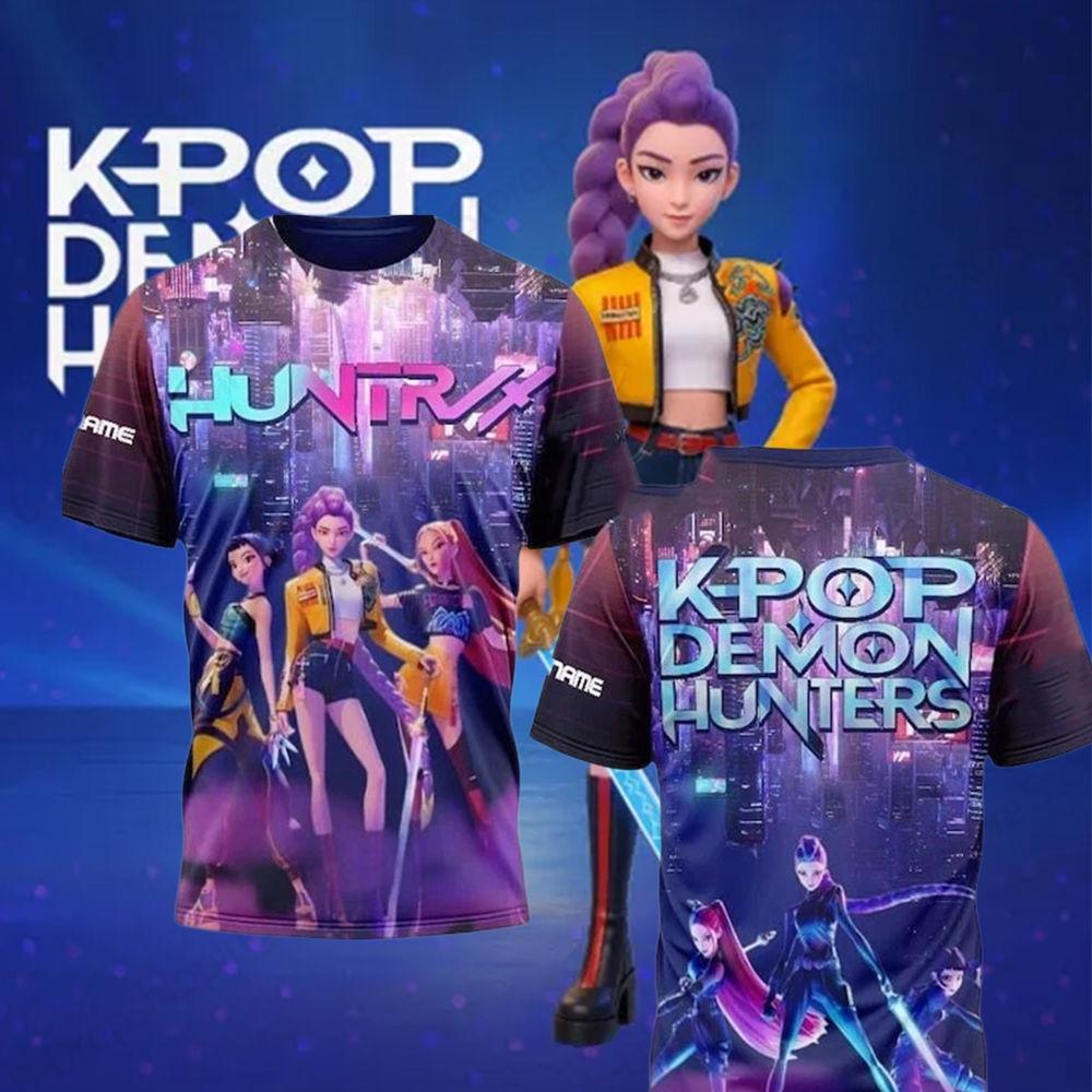 Модная мужская/женская футболка с 3D-принтом в стиле аниме K-Pop Охотники на демонов, повседневный топ