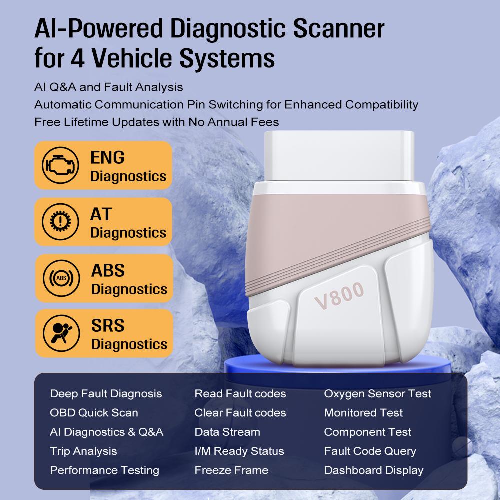 Fault Code Clear N32G452CCL7,QFP48 V1.4 Auto Accessories Engine ABS Transmission Airbag Scan Bluetooth 5.1 OBD2 Scanner Car OBD II Diagnostic Tools