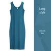 2025 Korean Style A-Line Sleeveless Summer Dress - Spaghetti Strap Mid-Length Women's Clothing