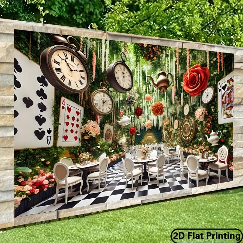 2D flat banner background cloth 1 piece Alice's Adventures in Wonderland tea party style decorative wall cloth
