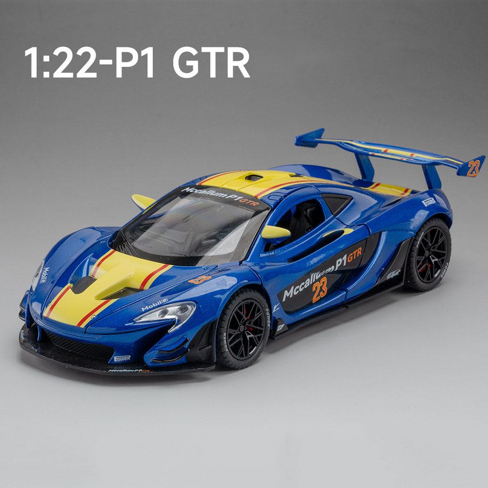 1:22 Scale V12GT P1 GTR Toy Car Model Alloy Diecast Sound Light Pull Back Vehicle Models for Child Best Birthday Gifts Souvenirs