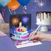 Birthday Cards Fireworks Pop Up Cake Blowable Light and Music Happy Birthday Card Gifts for Women Men Mom Kids less